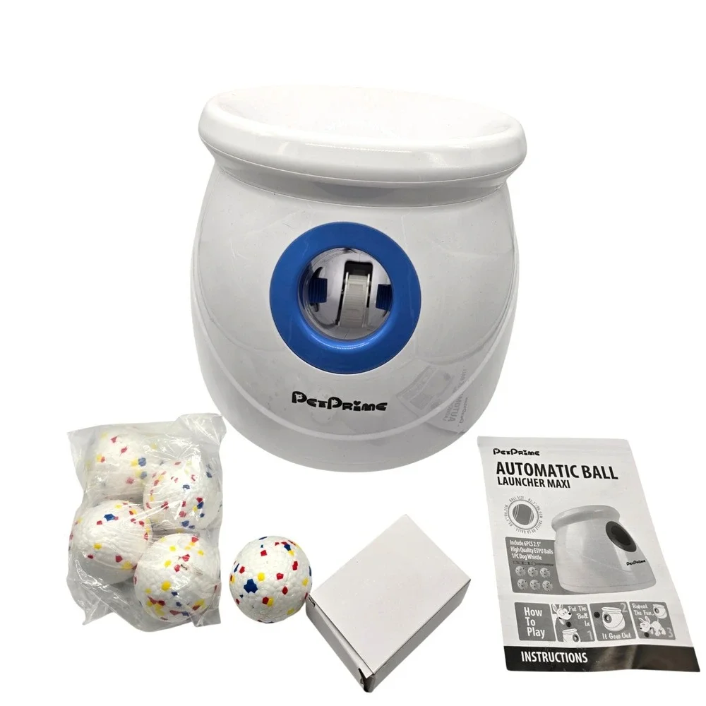 Pet Prime Automatic Dog Ball Launcher Large Dogs 10-64ft - 5 ETPU‎ Balls